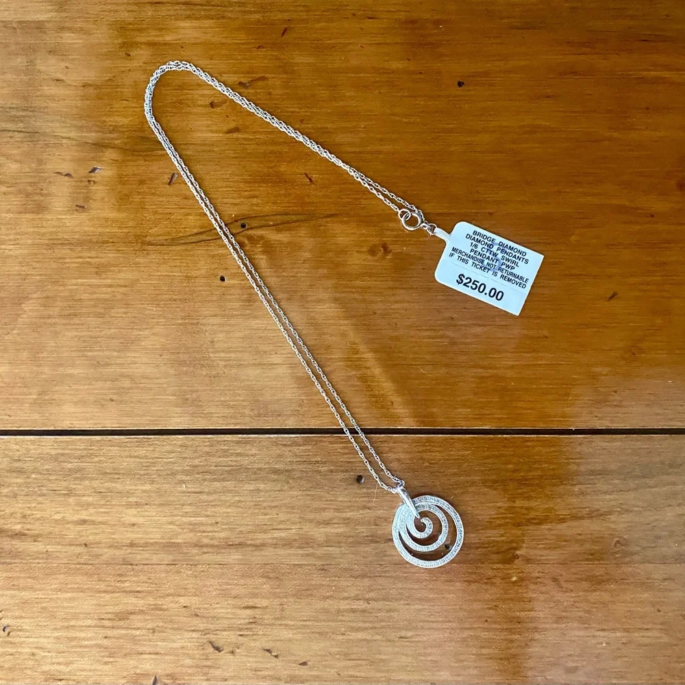 ๐ 925 Stamped Silver Pavรฉ Diamonds Spiral of Life Necklace - Picture 8 of 13